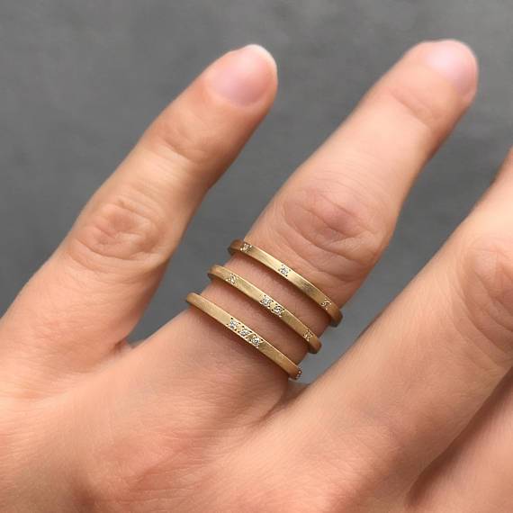 Diamond Bando Modern Gold Ring-ring-NIXIN-1x1-NIXIN