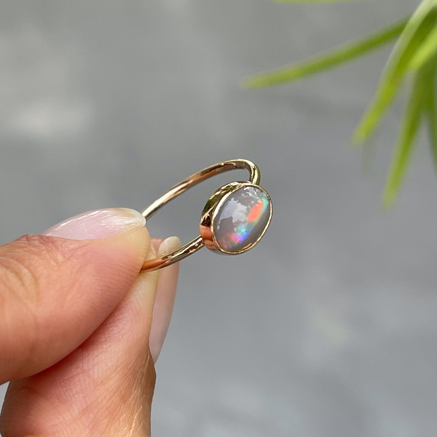 Size view of oval opal ring by NIXIN Jewelry