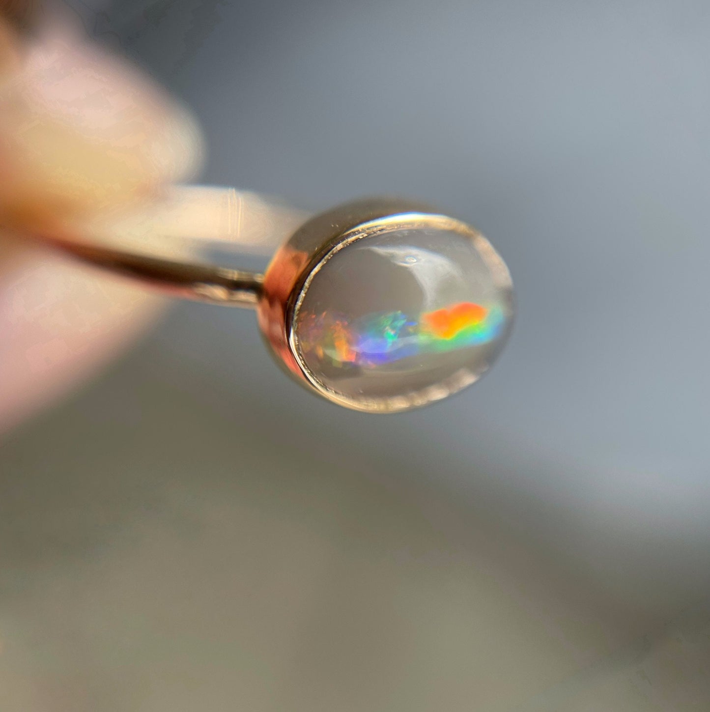 Close up of Lightning Ridge Opal Ring by NIXIN Jewelry