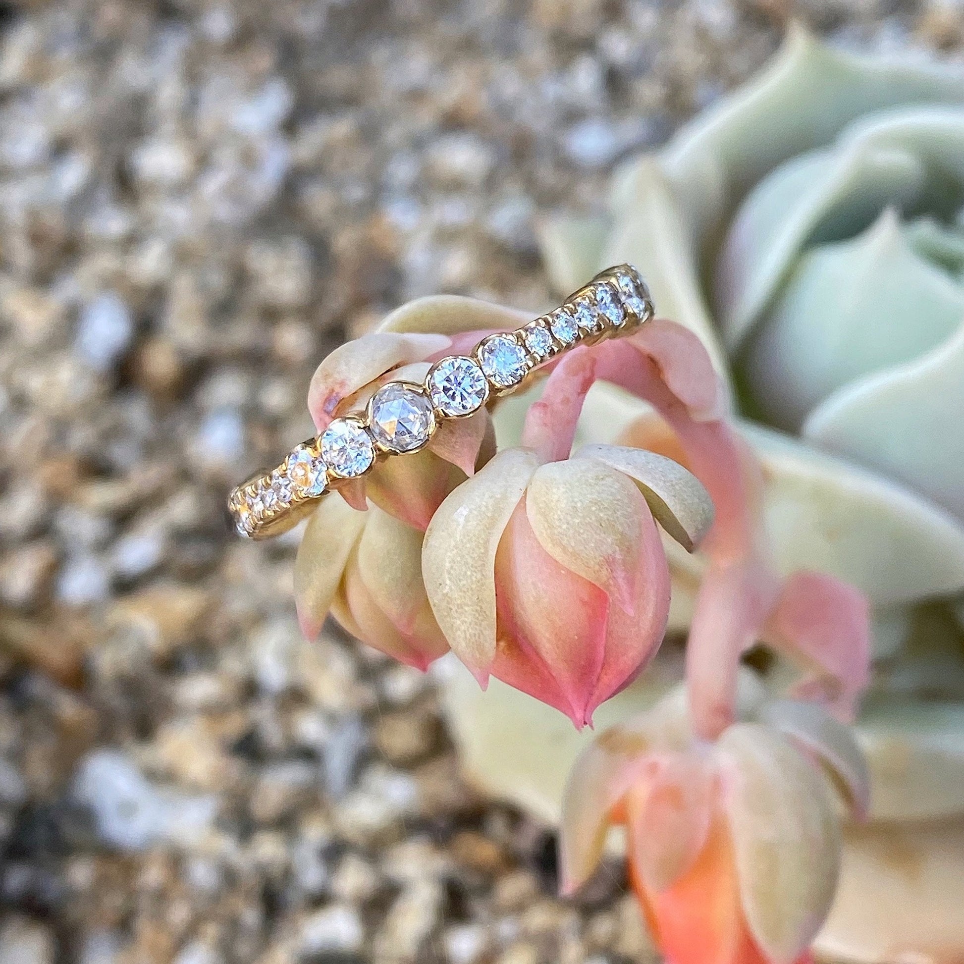 Fleur Gold White Diamond Ring-ring-NIXIN-NIXIN