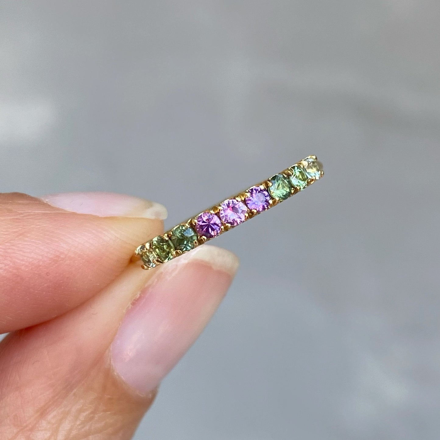 French Lavender Double Linea Ombré Sapphire Bar Ring line + hue collaboration with NIXIN Jewelry