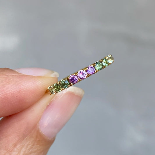 French Lavender Double Linea Ombré Sapphire Bar Ring line + hue collaboration with NIXIN Jewelry