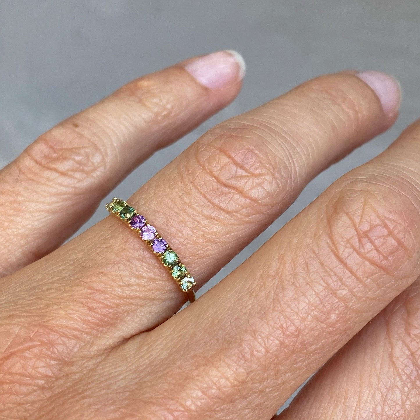 French Lavender Double Linea Ombré Sapphire Bar Ring line + hue collaboration with NIXIN Jewelry