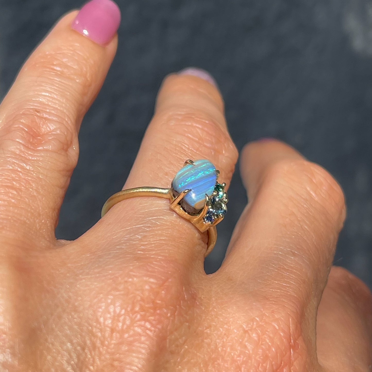 ring French Meadow Emerald and Opal Ring