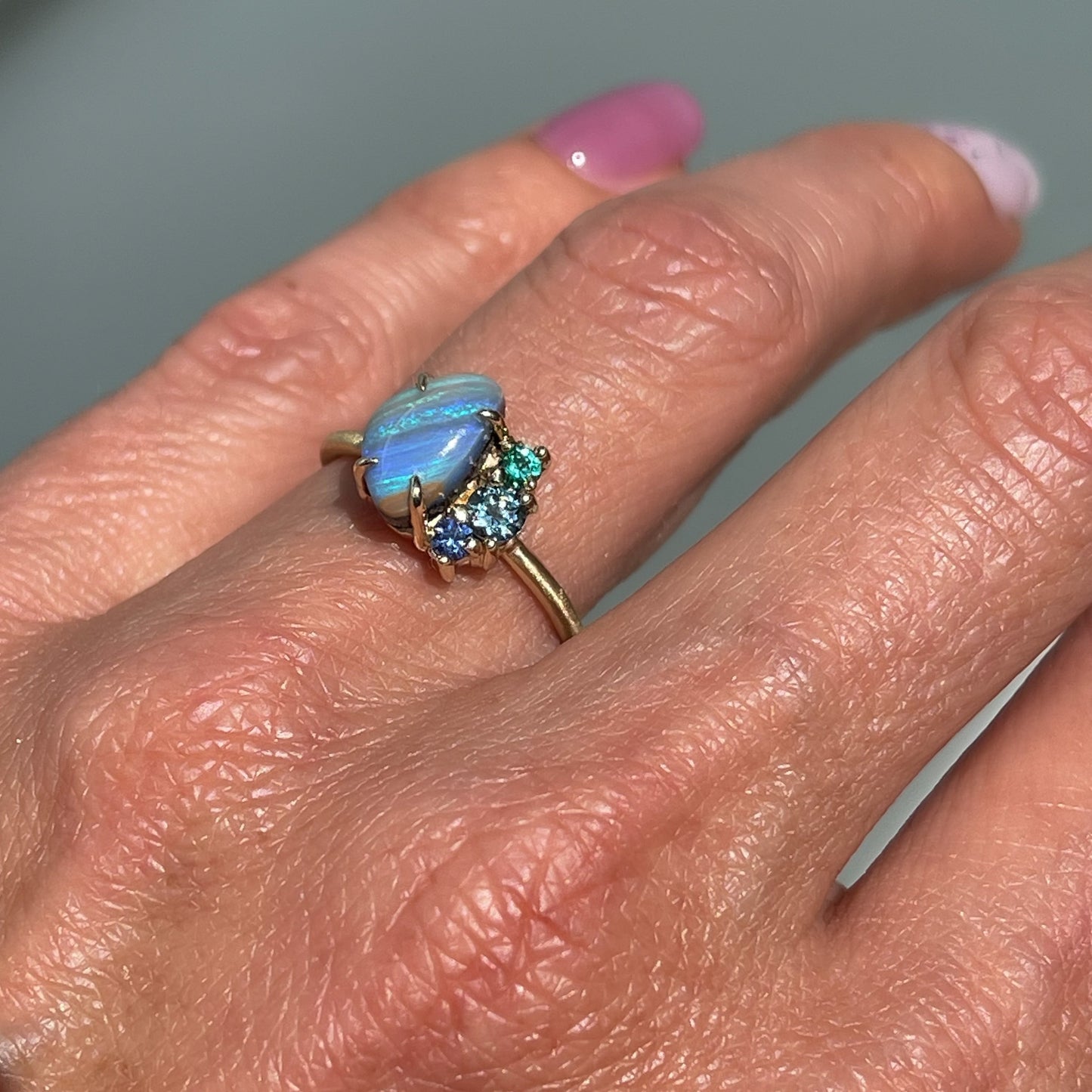 ring French Meadow Emerald and Opal Ring