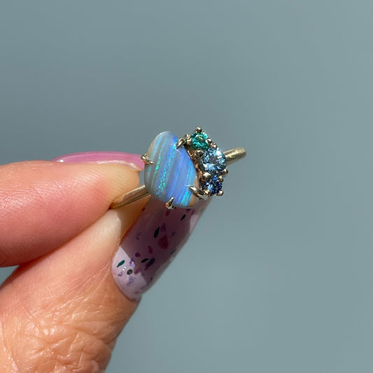 ring French Meadow Emerald and Opal Ring