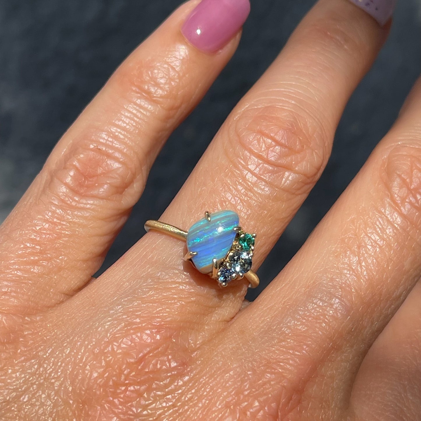 ring French Meadow Emerald and Opal Ring
