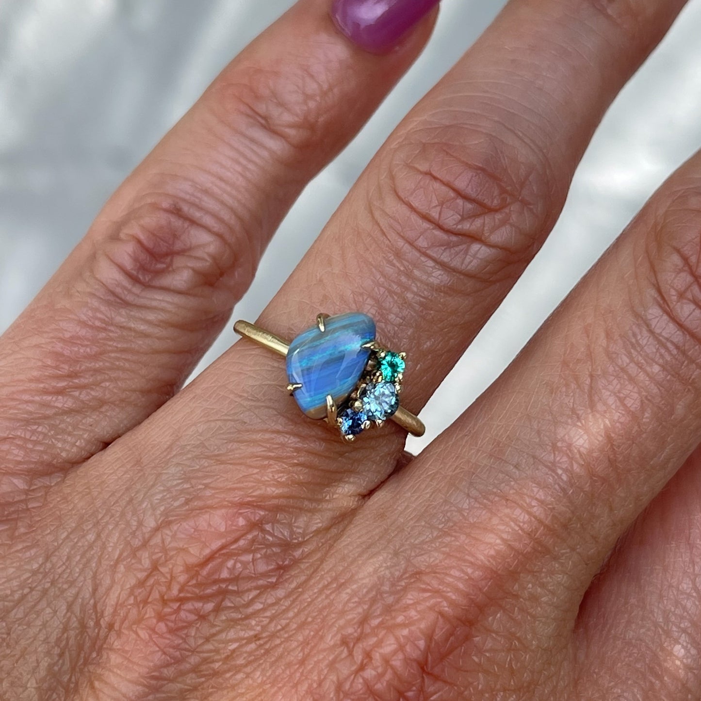 ring French Meadow Emerald and Opal Ring