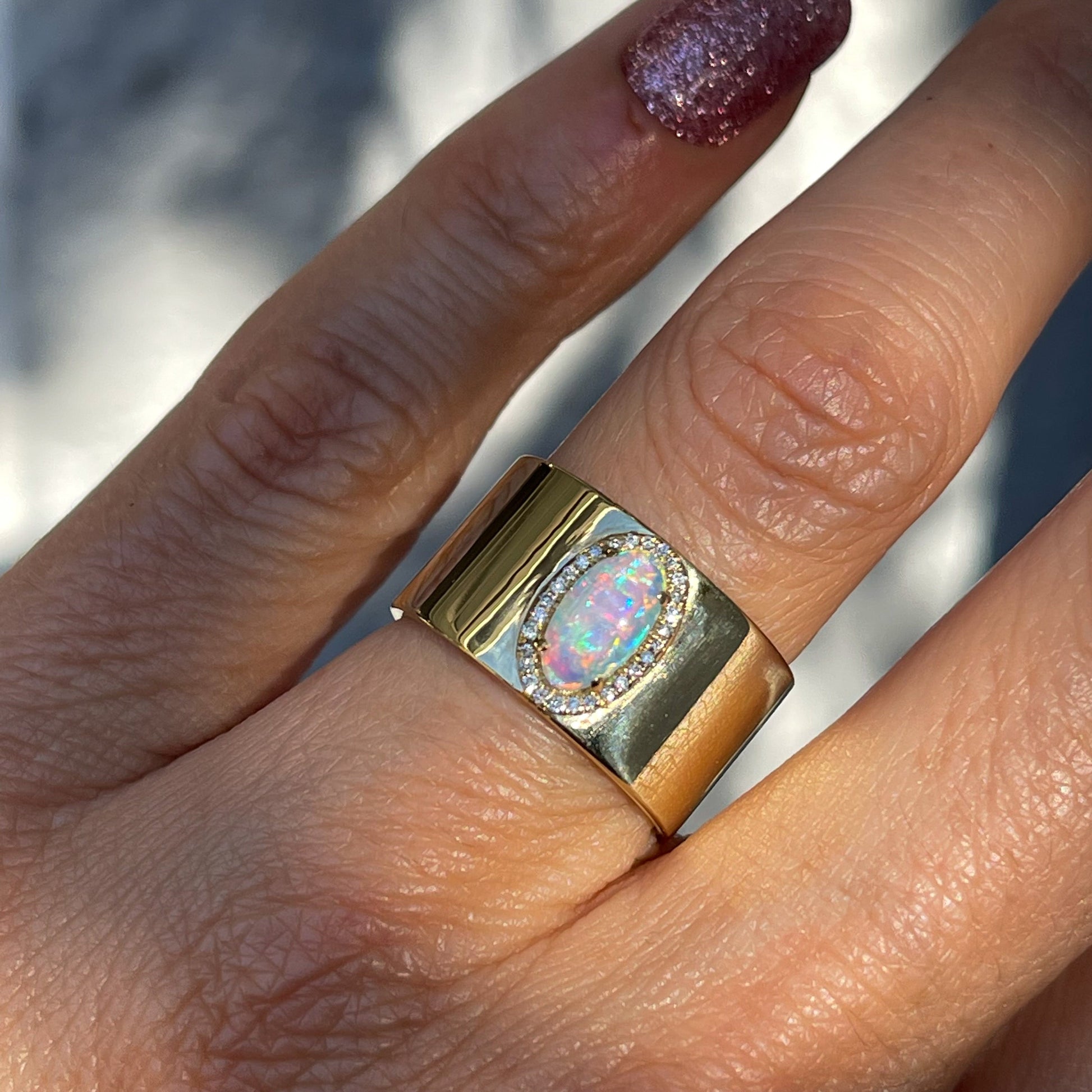 ring Kinetic Reflections Australian Opal Ring - Size 6.75