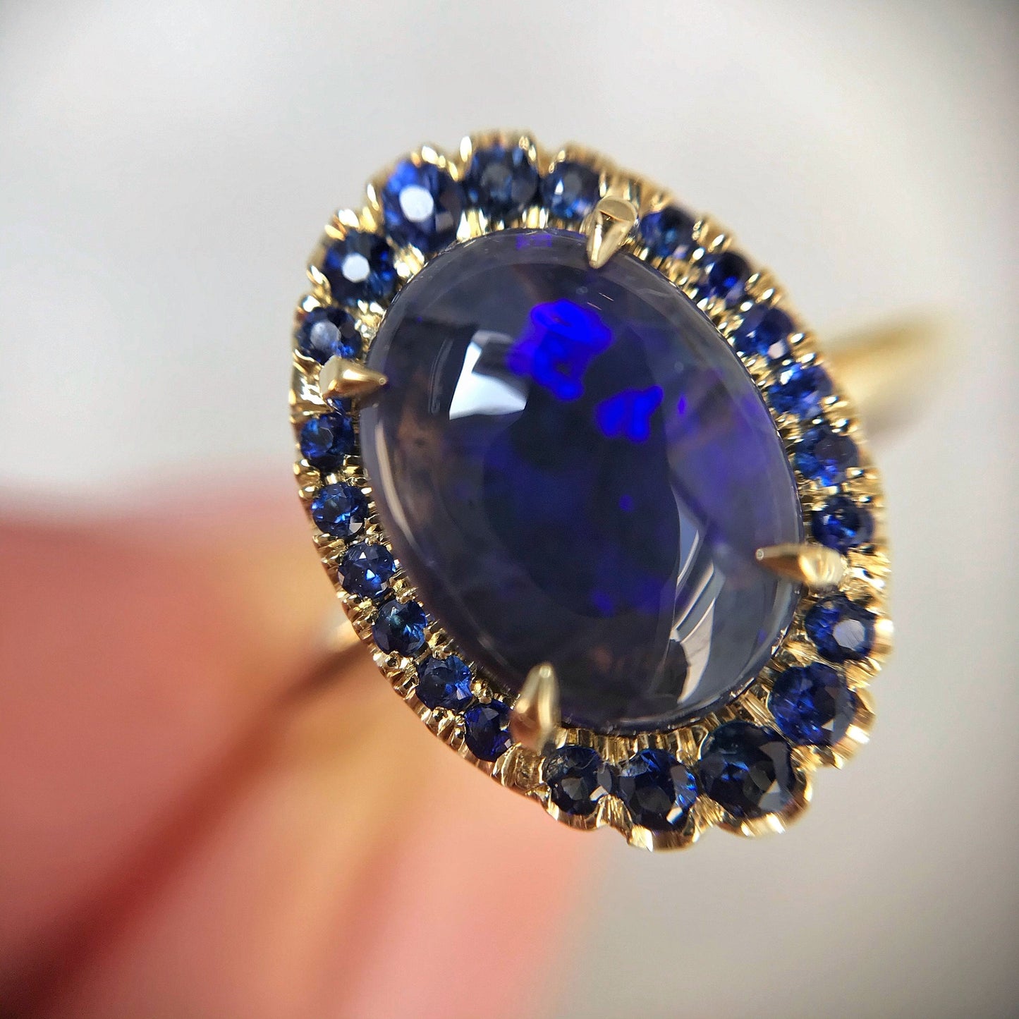 Midnight Phantom Cobalt Blue Opal Gold Ring-ring-NIXIN-5-NIXIN