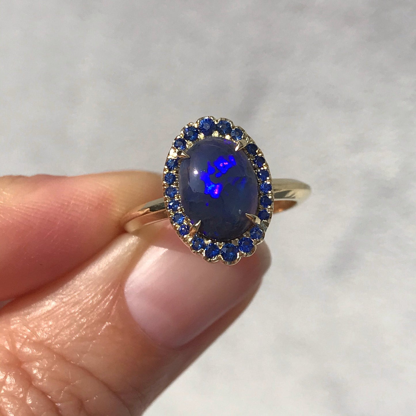 Midnight Phantom Cobalt Blue Opal Gold Ring-ring-NIXIN-5-NIXIN
