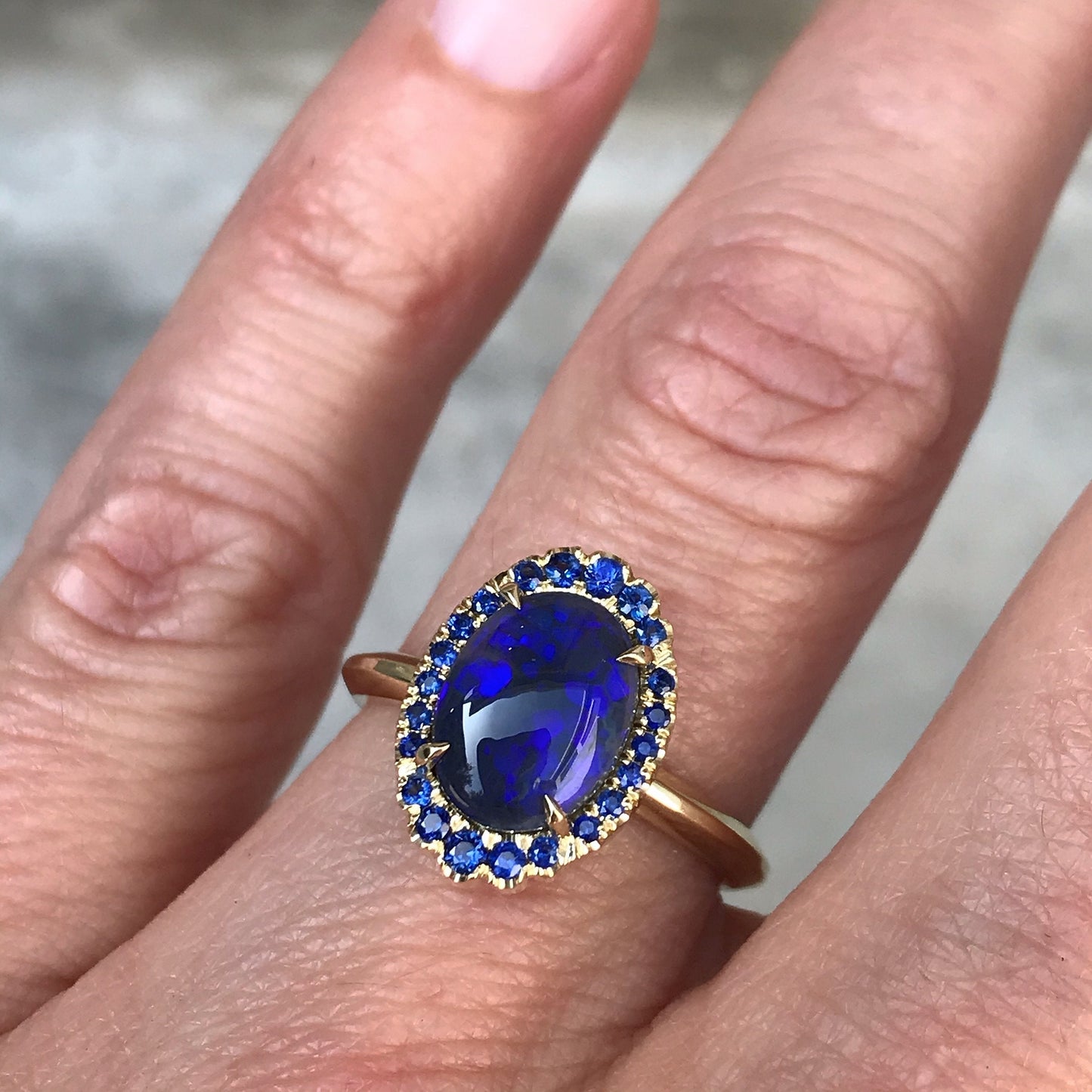 Midnight Phantom Cobalt Blue Opal Gold Ring-ring-NIXIN-5-NIXIN