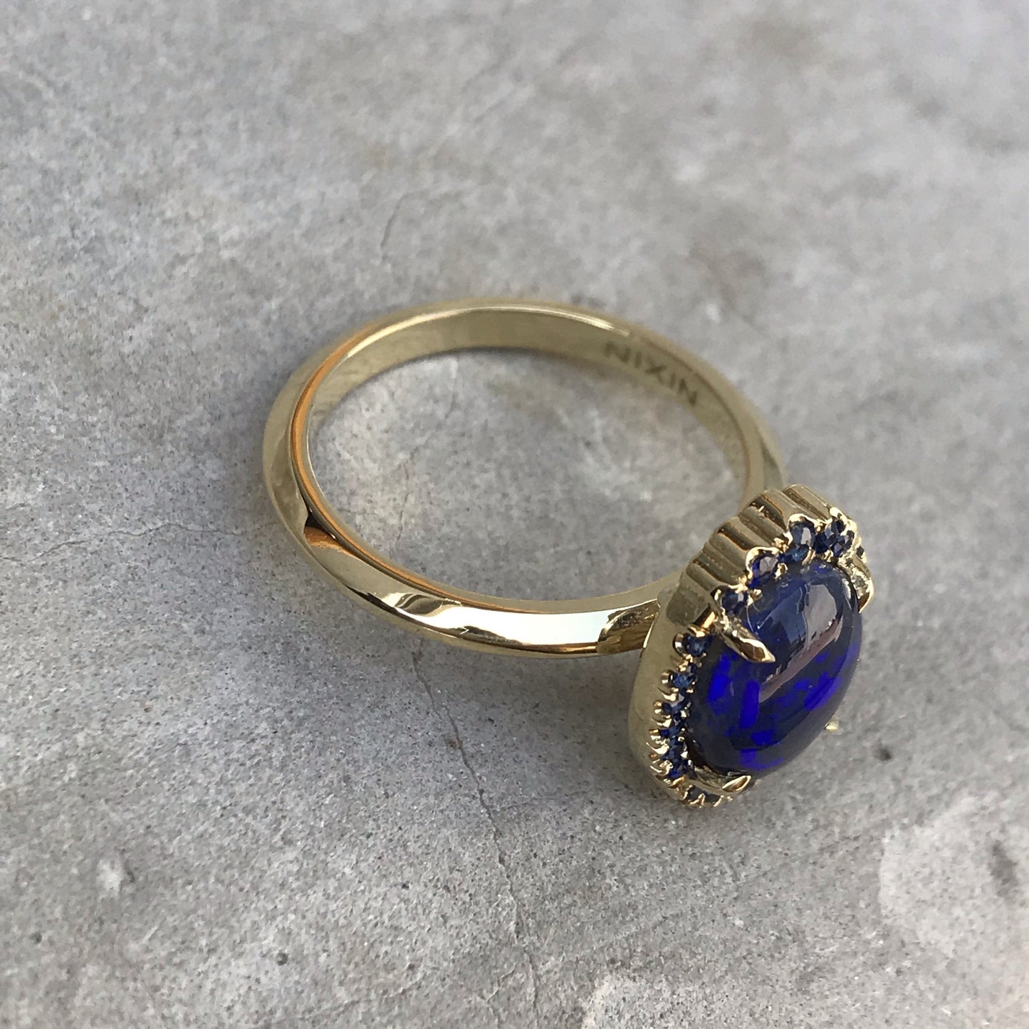 Midnight Phantom Cobalt Blue Opal Gold Ring-ring-NIXIN-5-NIXIN