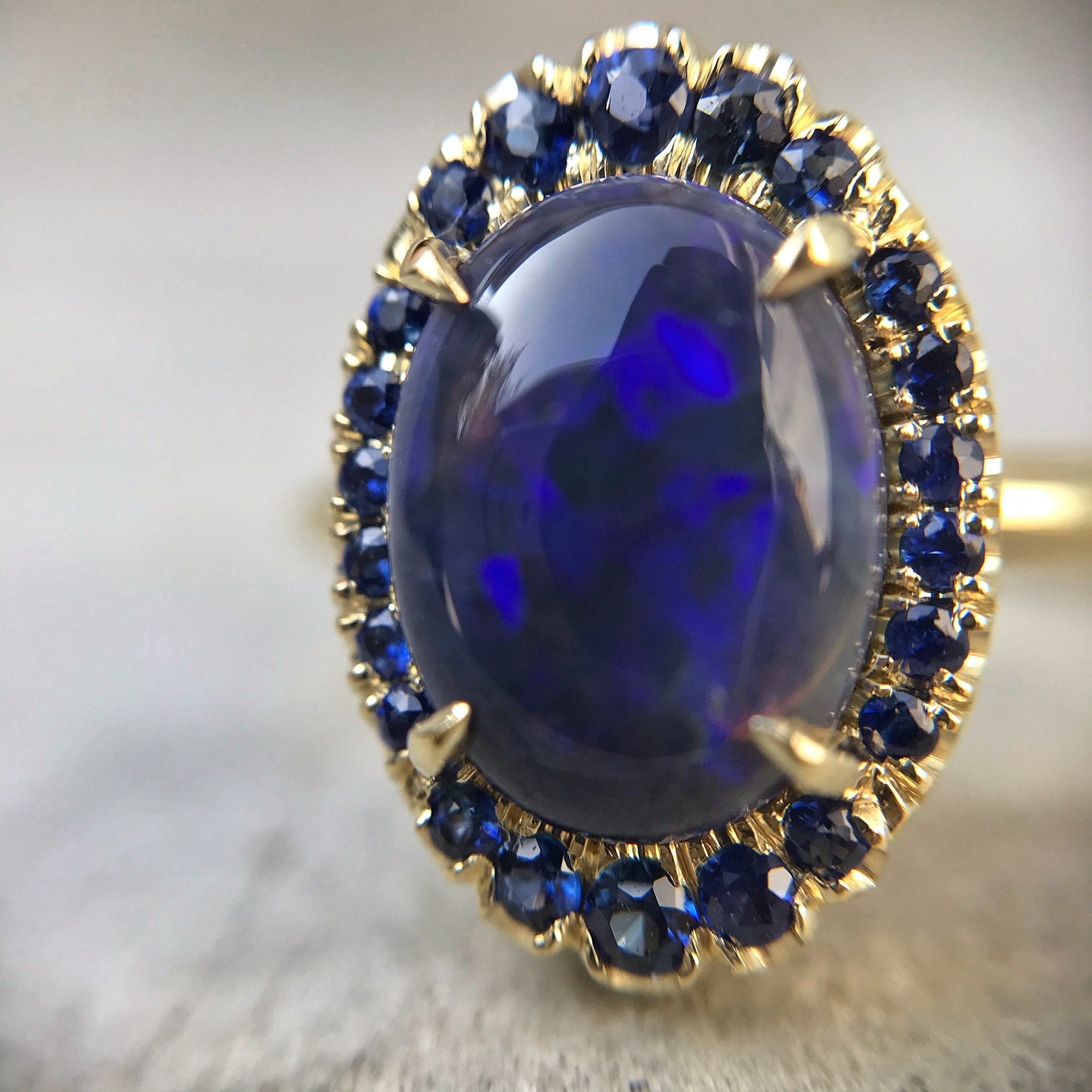 Midnight Phantom Cobalt Blue Opal Gold Ring-ring-NIXIN-5-NIXIN