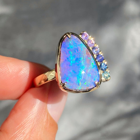 Opal and sapphire ring by NIXIN Jewelry