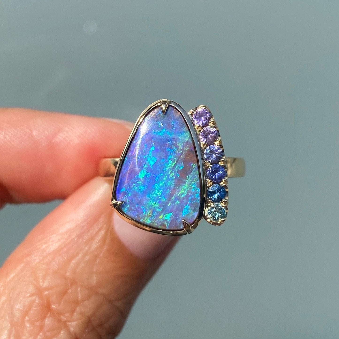 Boulder opal ring in 14k gold by NIXIN Jewelry