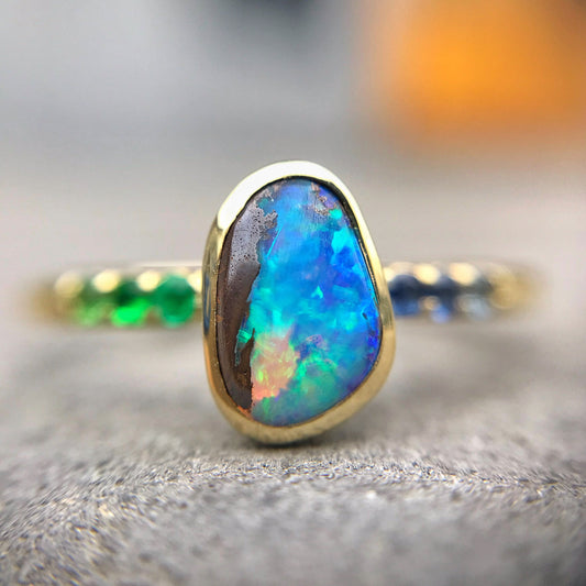 Primavera Ombre Opal Gold Ring-ring-NIXIN-Polish Finish-4.75-NIXIN