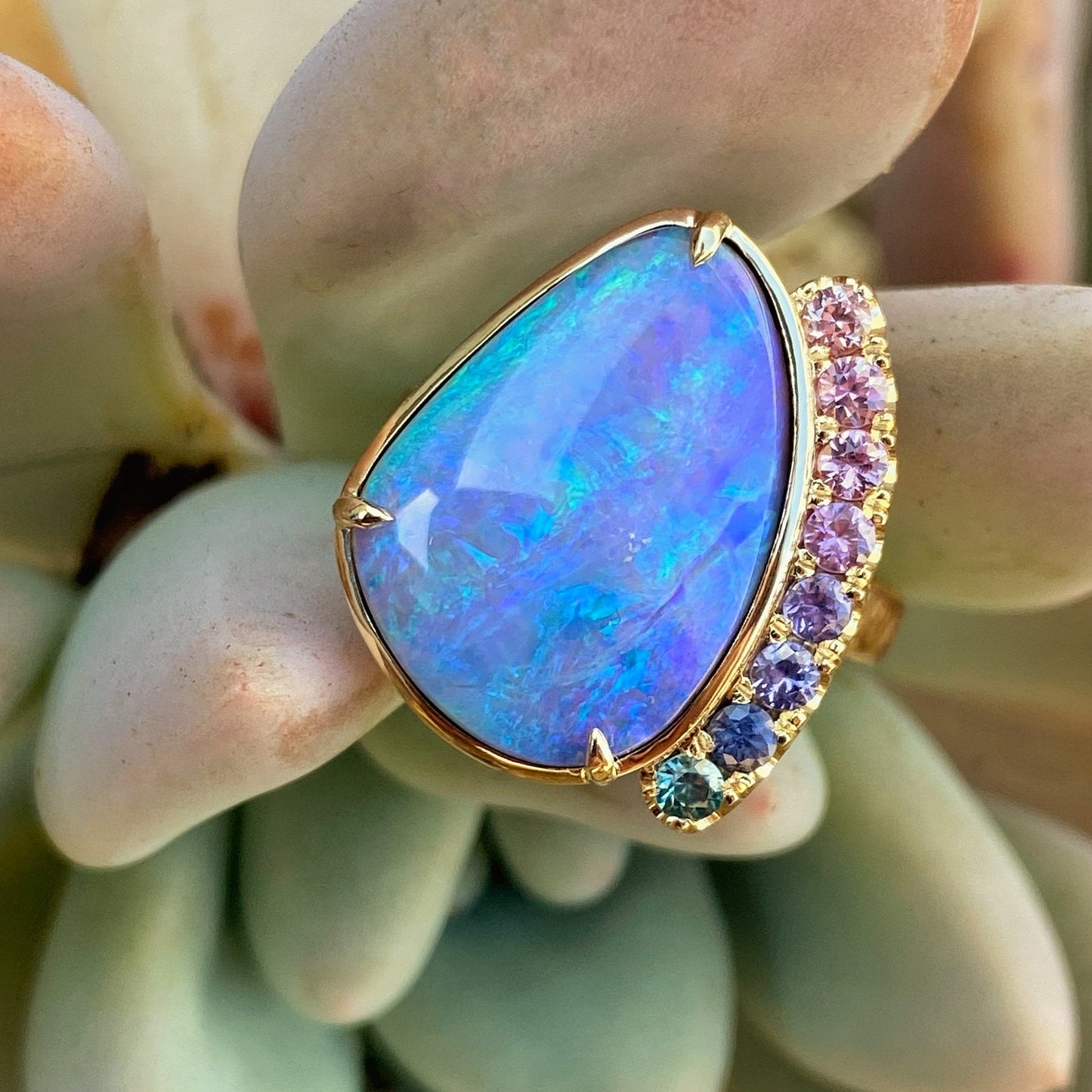 Serendipity Lavender Boulder Opal Gold Ring by NIXIN Jewelry