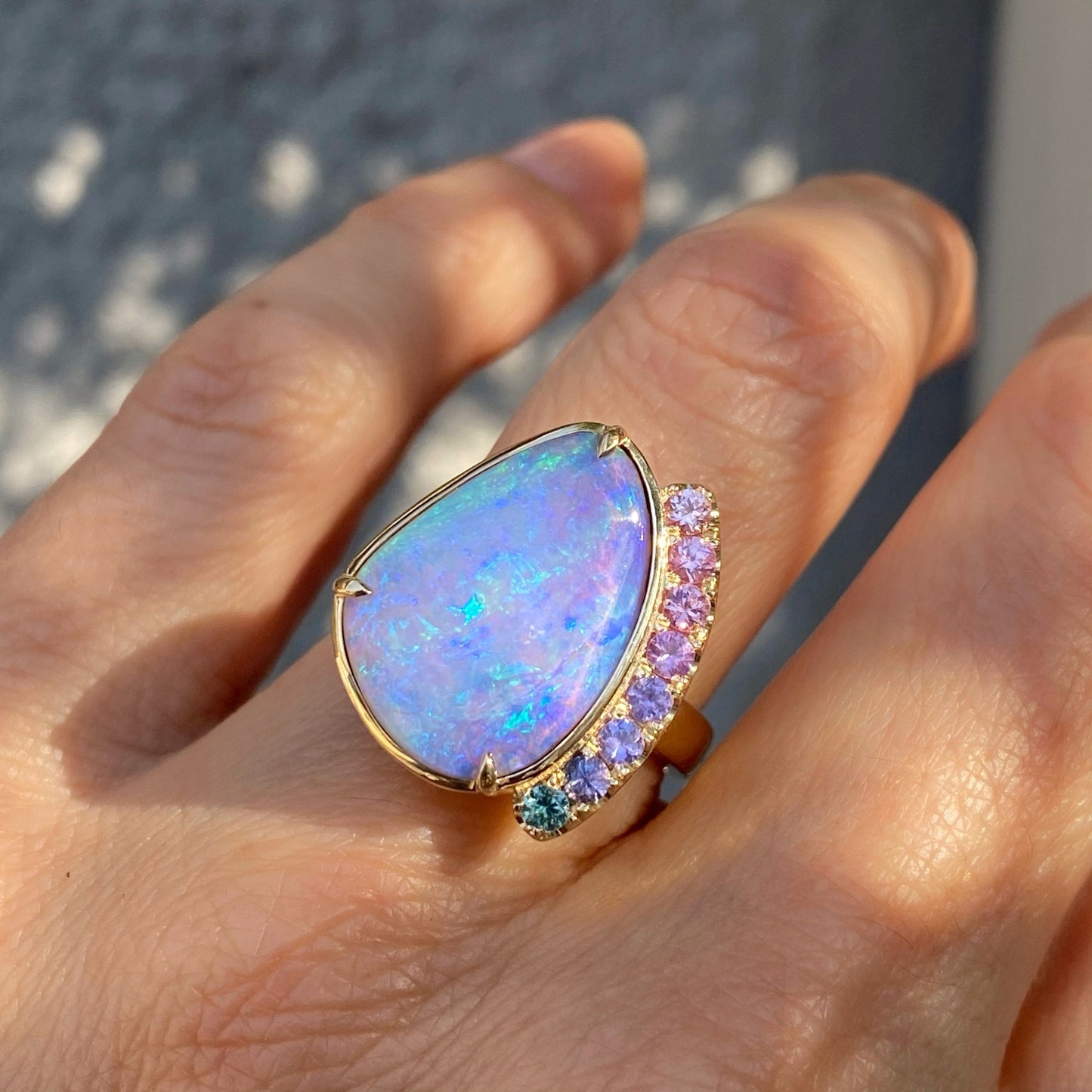 Serendipity Lavender Boulder Opal Gold Ring by NIXIN Jewelry