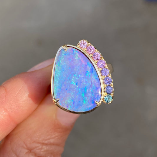 Serendipity Lavender Boulder Opal Gold Ring by NIXIN Jewelry