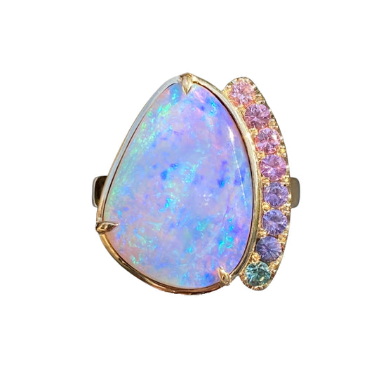 Serendipity Lavender Boulder Opal Gold Ring by NIXIN Jewelry
