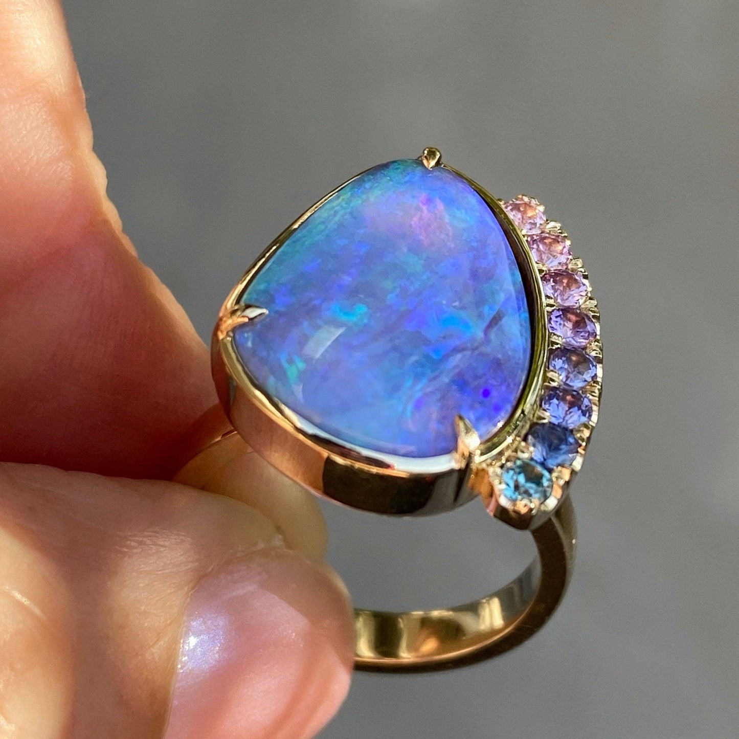 Serendipity Lavender Boulder Opal Gold Ring by NIXIN Jewelry