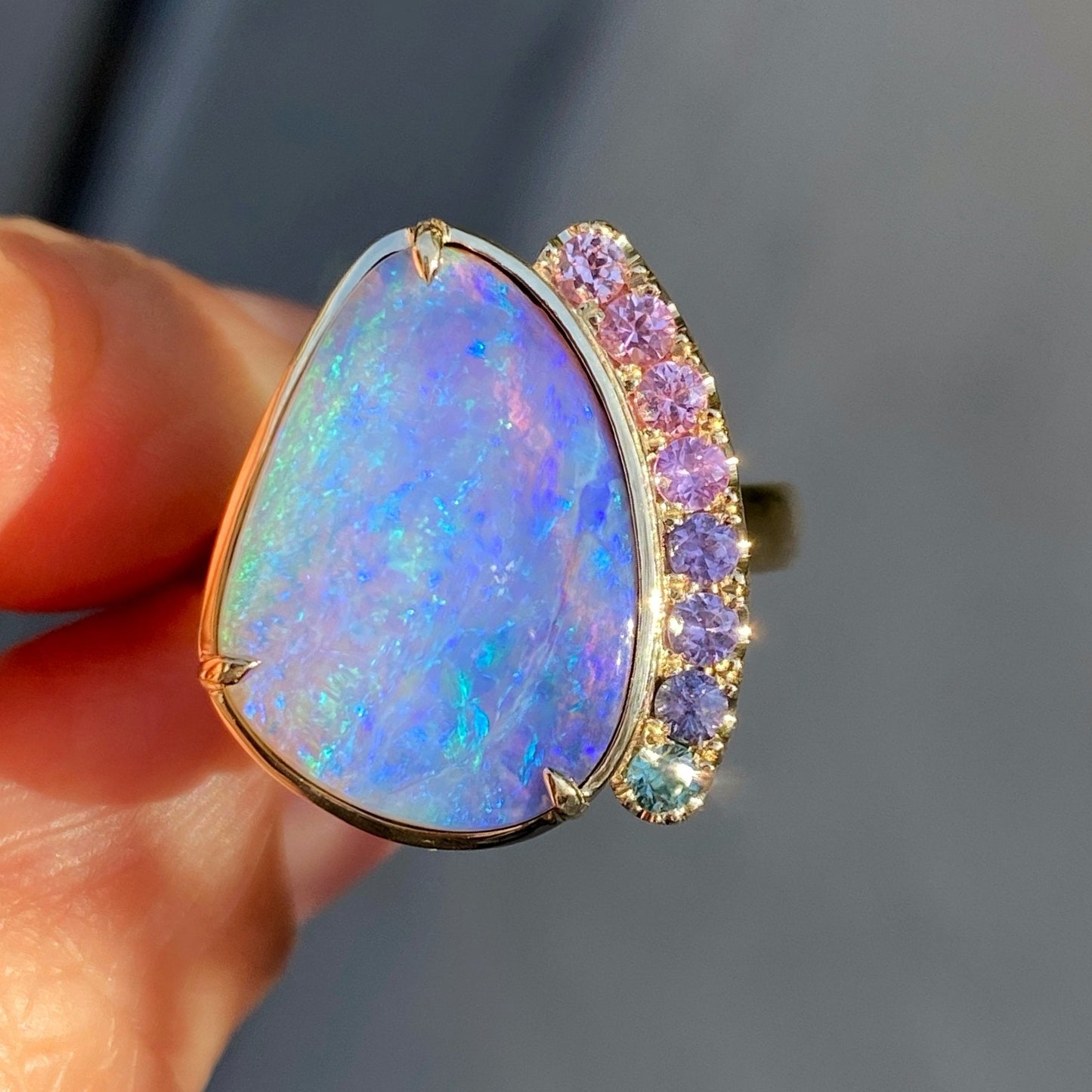 Serendipity Lavender Boulder Opal Gold Ring by NIXIN Jewelry