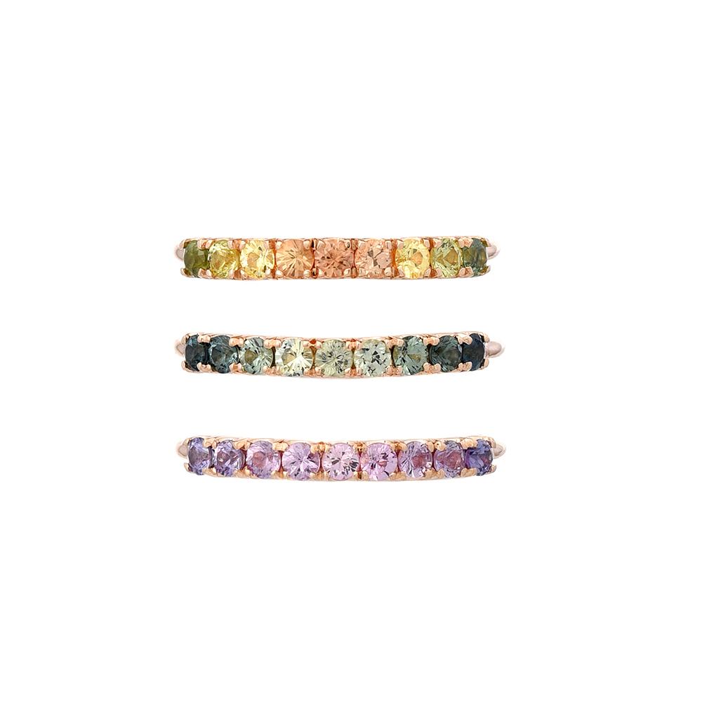 Summer Melon Double Linea Ombré Sapphire Bar Ring line + hue collaboration with NIXIN Jewelry