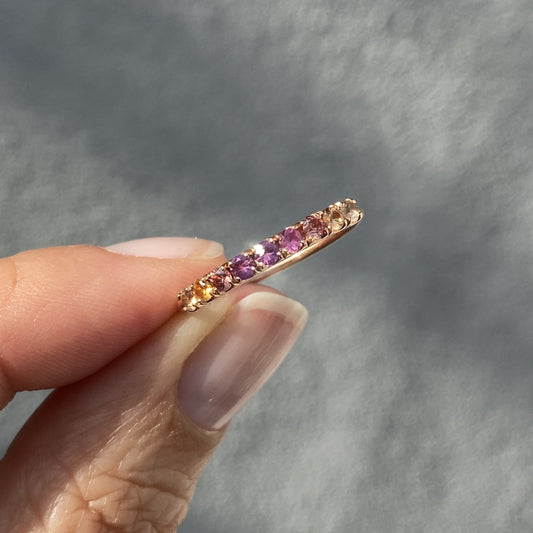 Sunset Double Linea Ombré Sapphire Bar Ring line + hue collaboration with NIXIN Jewelry