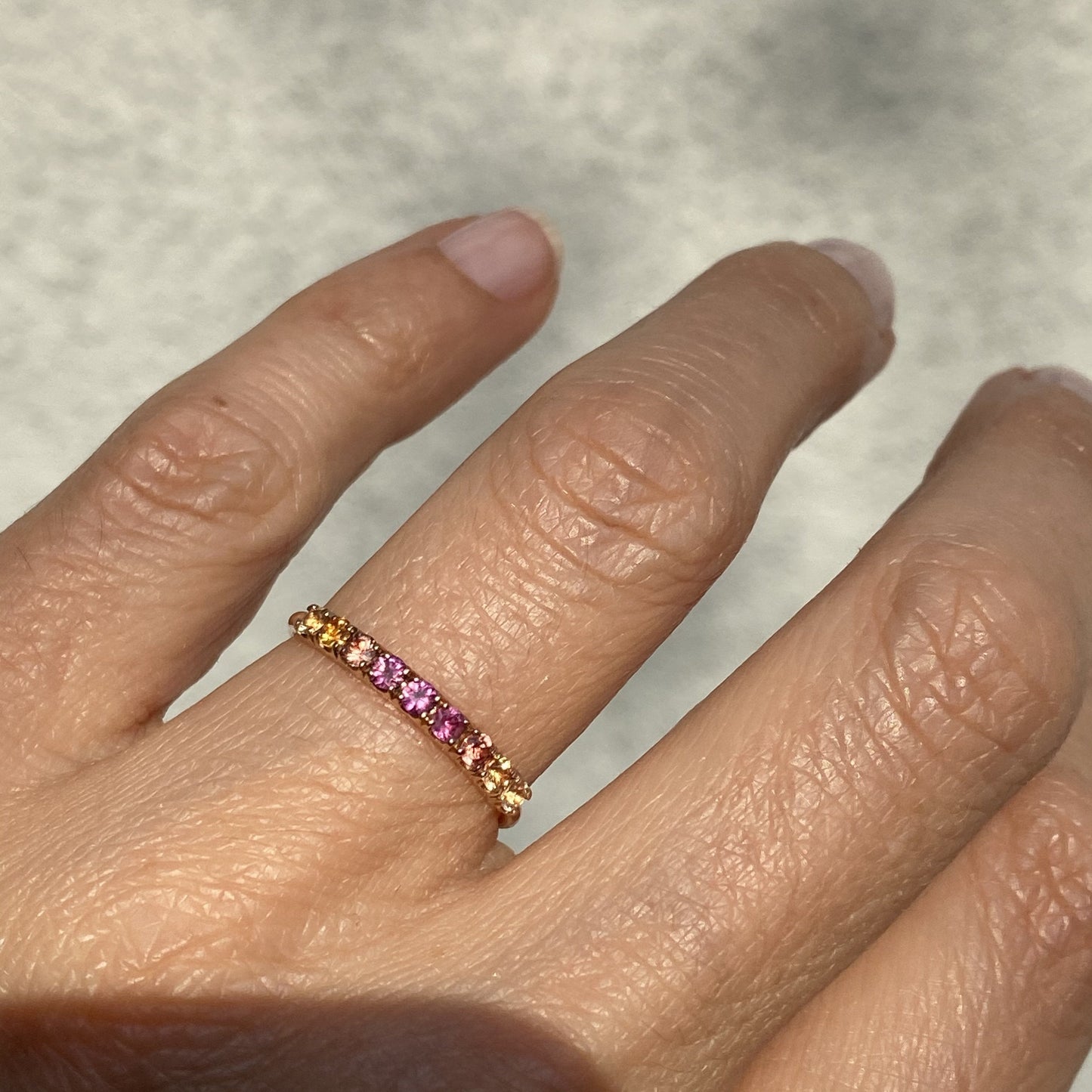 Sunset Double Linea Ombré Sapphire Bar Ring line + hue collaboration with NIXIN Jewelry
