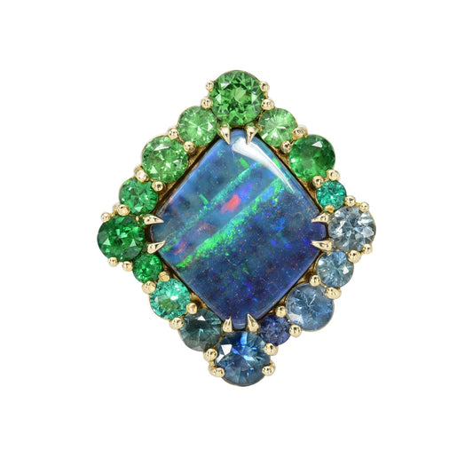 An Australian Opal Ring by NIXIN Jewelry. A blue opal ring made in 14k gold.