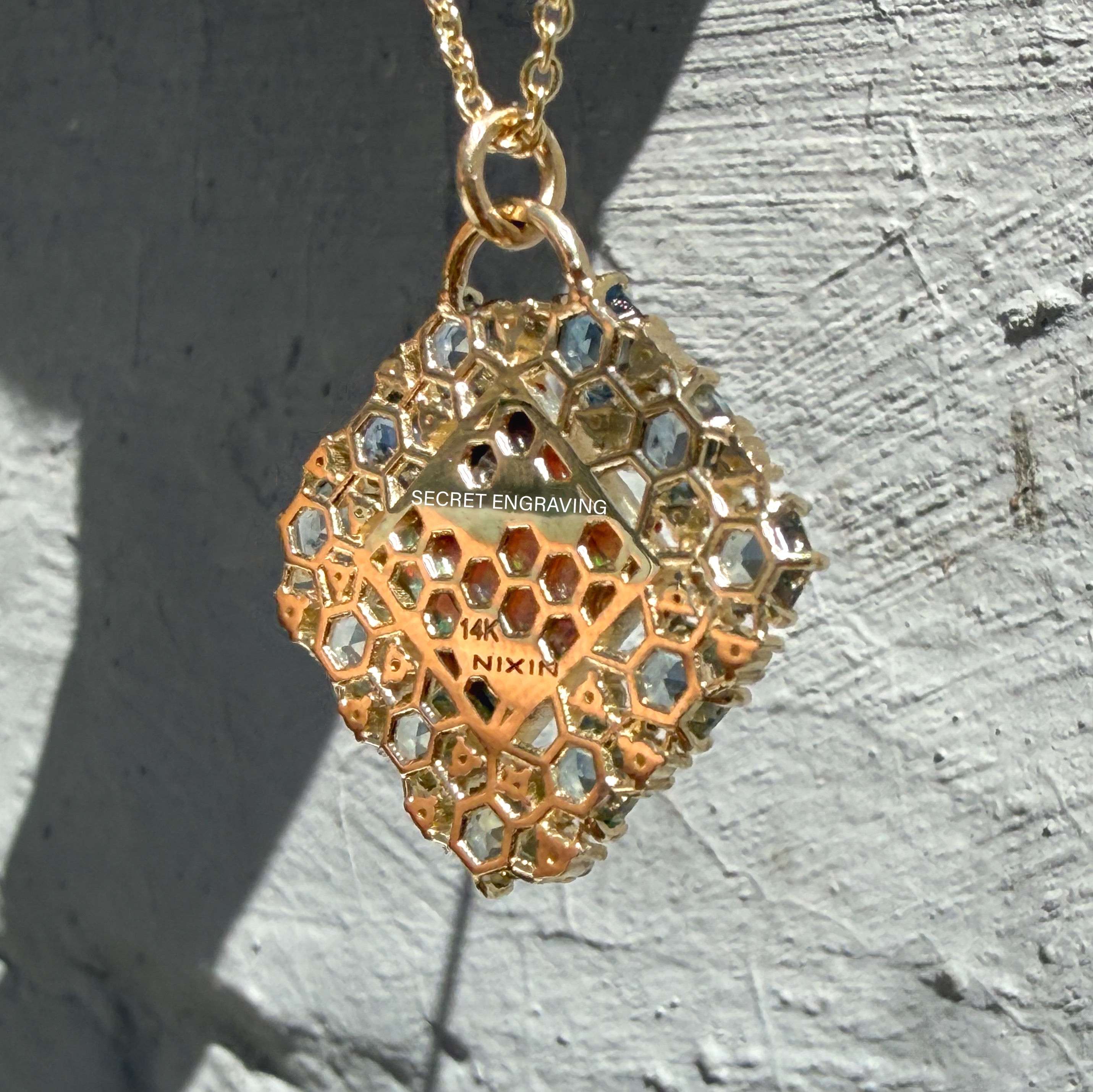 Conjecture Australian Black Opal Pendant & Gold Necklace | NIXIN