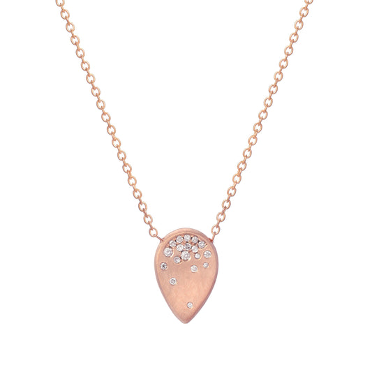 Diffusion Rose Gold Diamond Teardrop Necklace