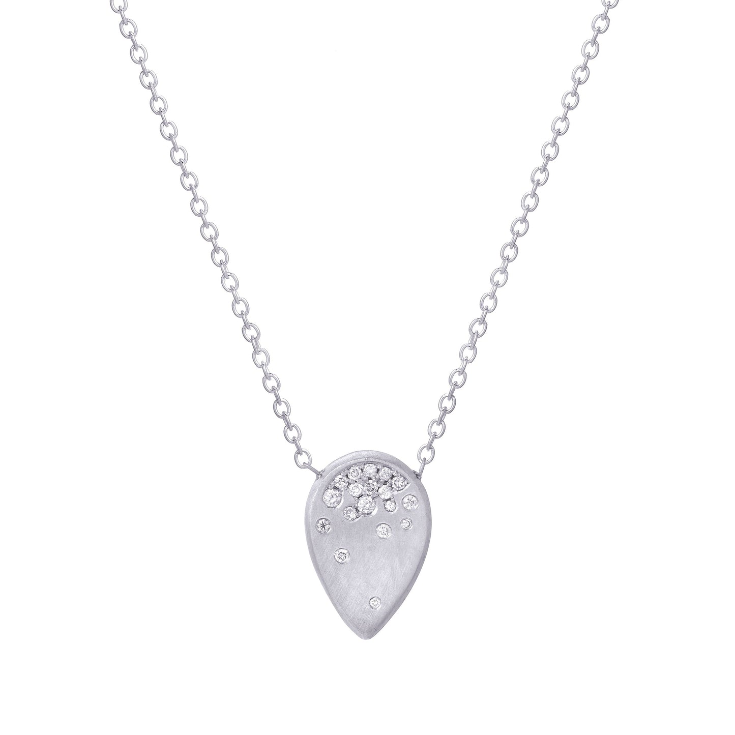Diffusion White Gold Diamond Teardrop Necklace