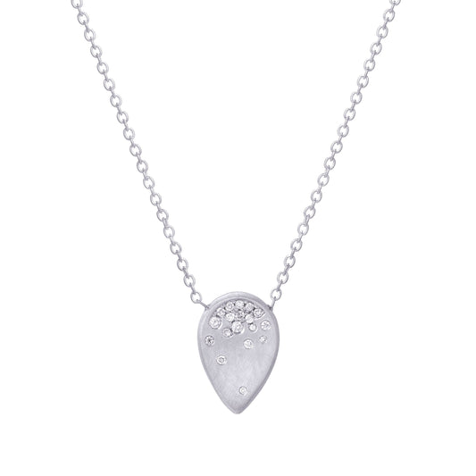 Diffusion White Gold Diamond Teardrop Necklace