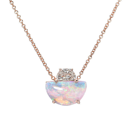 An Australian Opal Necklace by NIXIN Jewelry. A crystal opal necklace set in rose gold.