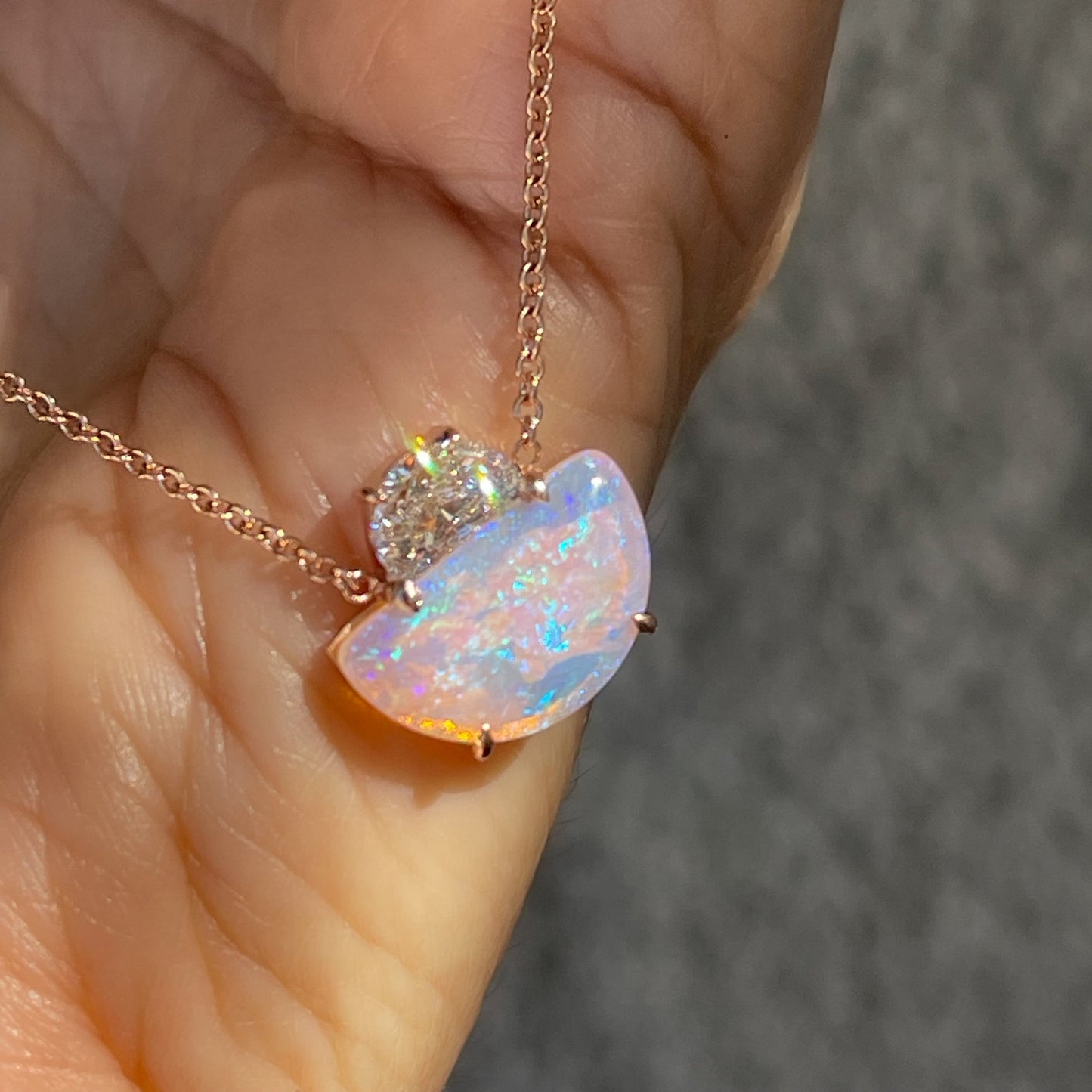 An Australian Opal Necklace by NIXIN Jewelry. A pink opal necklace.