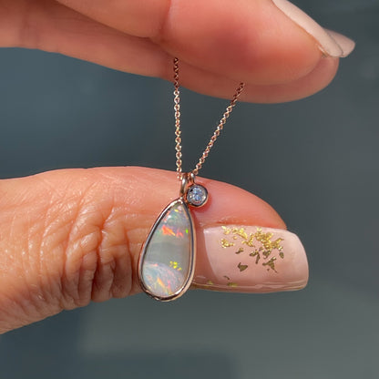 An Australian Opal Necklace by NIXIN Jewelry. A Coober Pedy Opal in a bezel setting. 