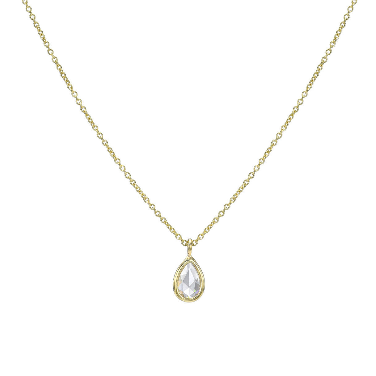 A Dainty Diamond Necklace by NIXIN Jewelry with a rose cut diamond in 14k gold.