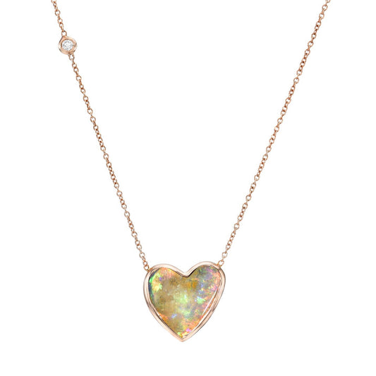 An Australian Opal Necklace by NIXIN Jewelry with a Crystal Opal and diamond in 14k rose gold.