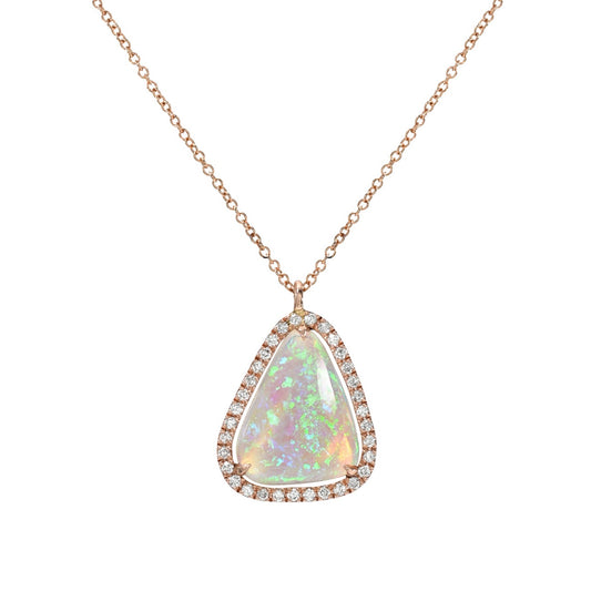 An Australian Opal Necklace by NIXIN Jewelry with a Crystal Opal and pave diamonds.