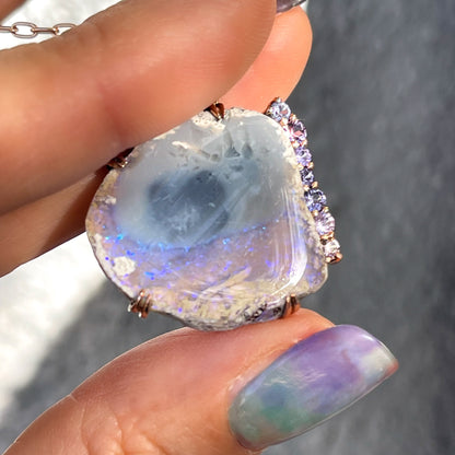 An Australian Opal Necklace by NIXIN Jewelry. A real opal necklace with purple opal.