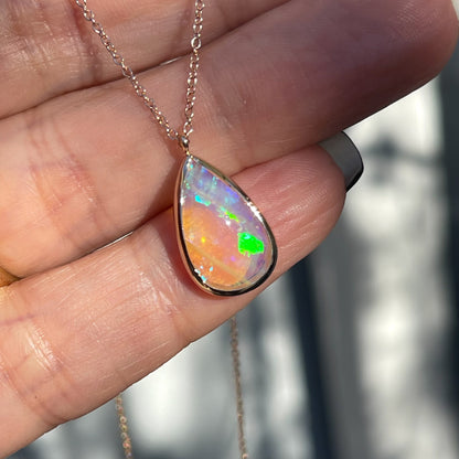 An Australian Opal Necklace by NIXIN Jewelry. An opal pendant necklace with a Crystal Opal.