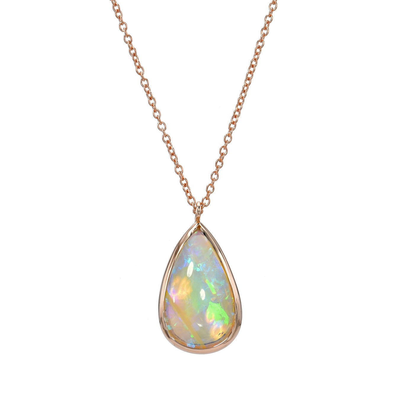 An Australian Opal Necklace by NIXIN Jewelry with a Crystal Opal set in rose gold.