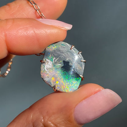 An Australian Opal Necklace with a Black Opal. A unique opal necklace.