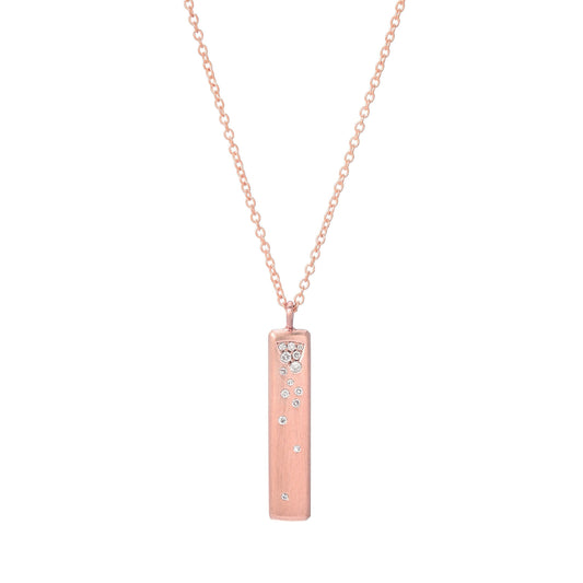 Waterfall Diamond Rose Gold Bar Necklace