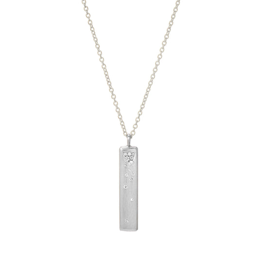 Waterfall Diamond White Gold Bar Necklace