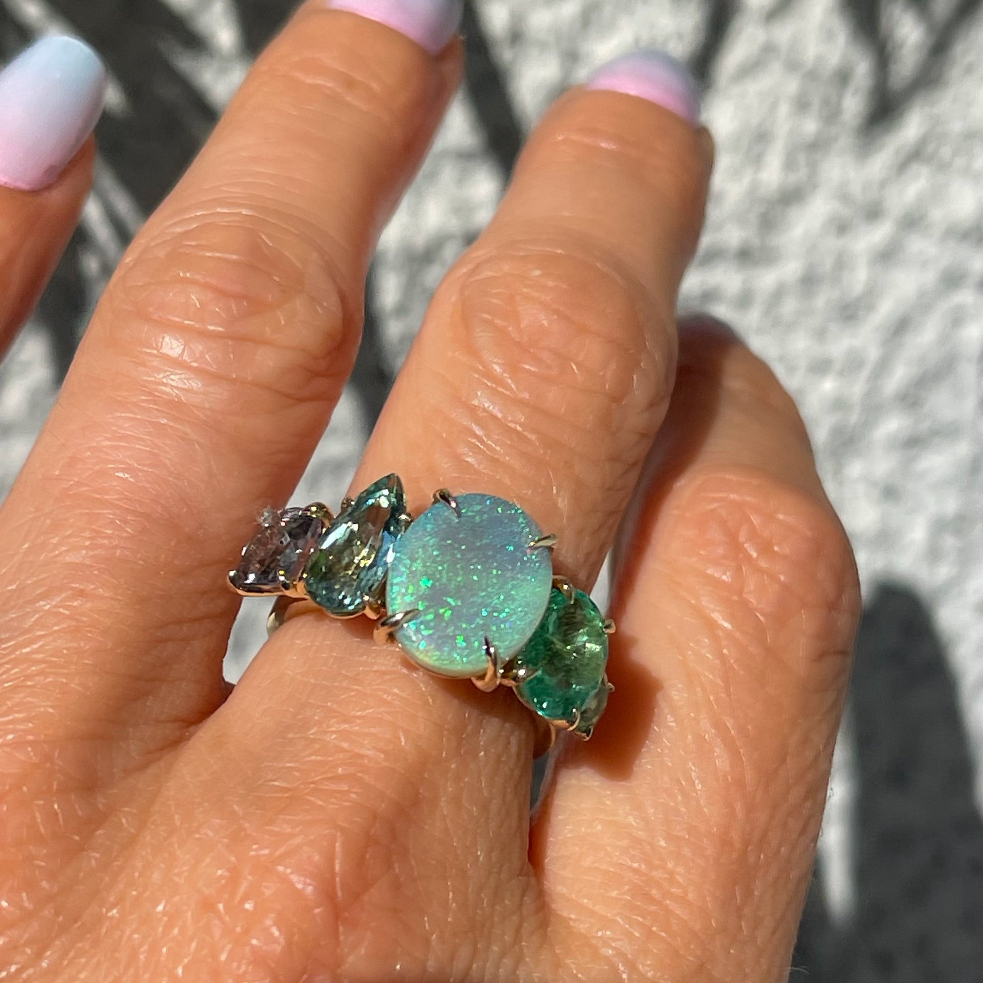 ring Adriatic Mist Australian Opal Ring