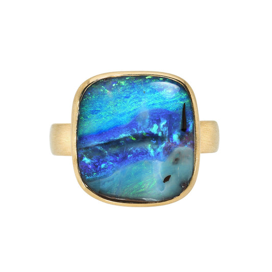 An Australian Opal Ring by NIXIN Jewelry with a Boulder Opal in a bezel setting.