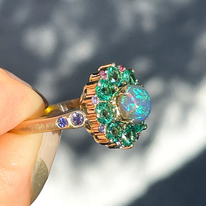 An Australian Opal Ring by NIXIN Jewelry. Styled like an antique opal ring, yet modern in design.